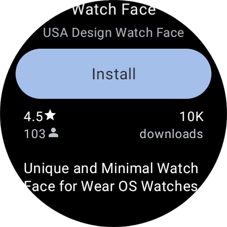 Google Play Watch app install button